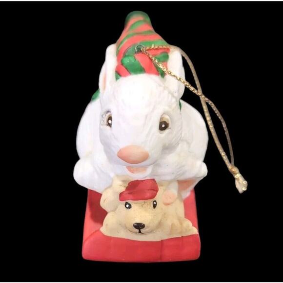 VTG Christmas Ornaments Lot of 6 Bird Dove‎ Heart Rabbits Snow Woman 1976 - 1999 - Picture 4 of 15